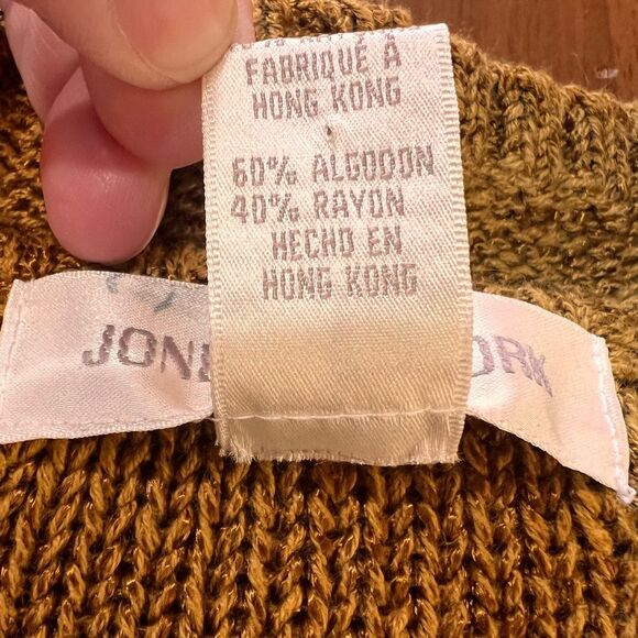 Jones New York Honey Green Knit Cardigan Sweater L NWT Crew Neck Button Front - Picture 7 of 9